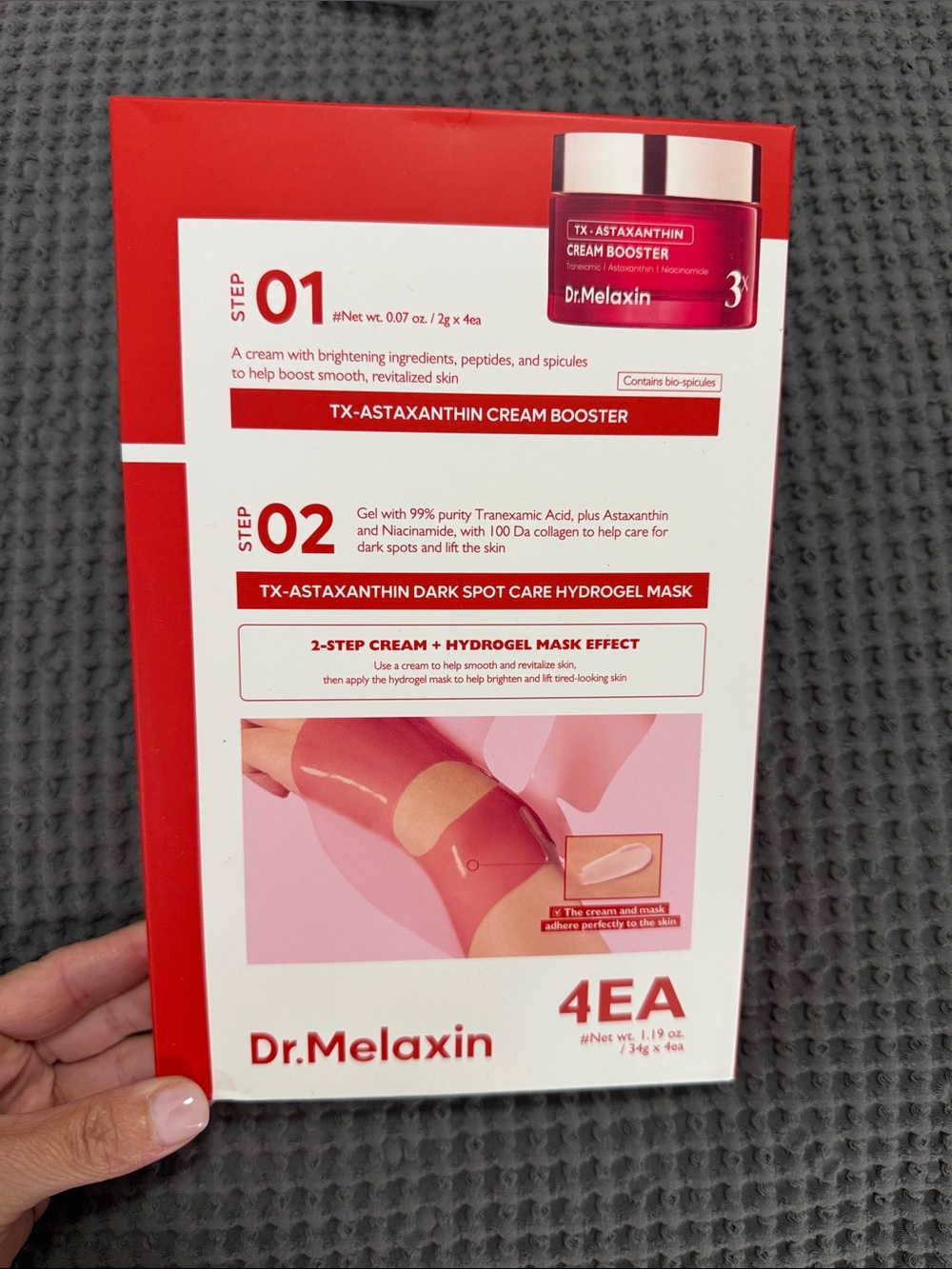Dr. Melaxin TX-Astaxanthin Cream Booster & Dark Spot Hydrogel Mask – Pink